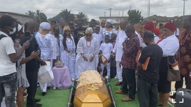 Nkechi Blessing faints at her mother's burial (Photos)