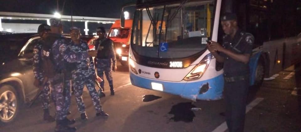Police stopped okada riders from vandalizing BRT.
