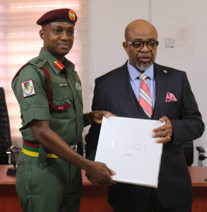 CCM, Col. Babatunde Solebo with The Chief Medical Director (CMD), LASUTH, Prof. Adetokumbo Fabamwo.