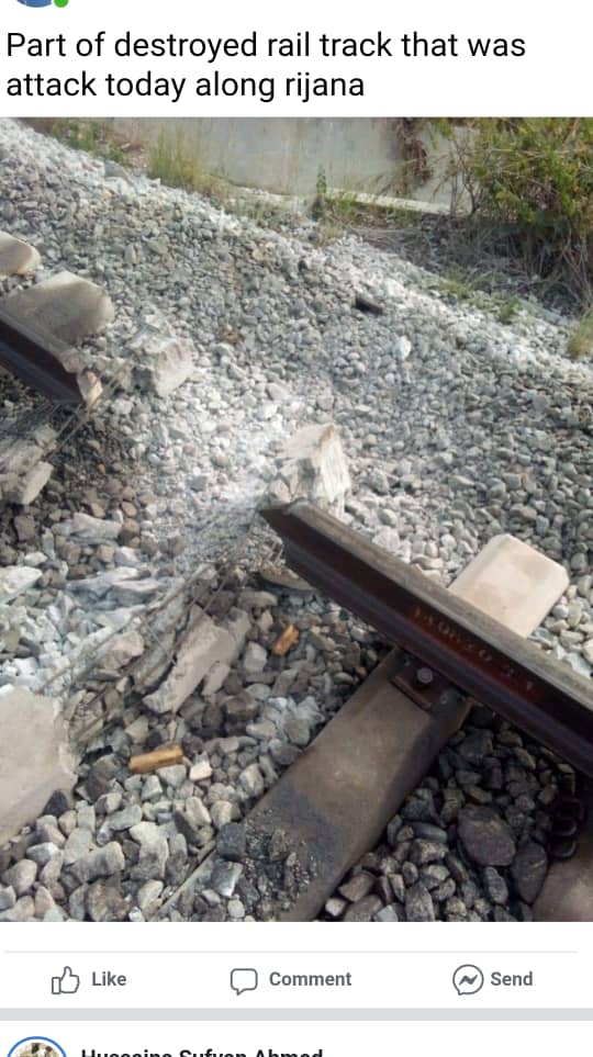 The Abuja-Kaduna rail track bombed by Kaduna terrorists 