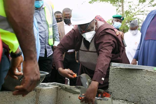 Ahmad Lawan laying the foundation of the NASS Service Commission office
