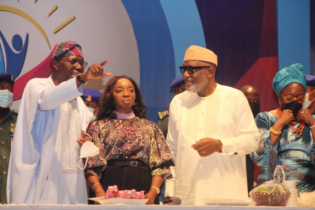 Akeredolu with Sanwo-Olu amd Dr. Ibijoke at the event