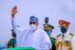 Buhari waving to the people