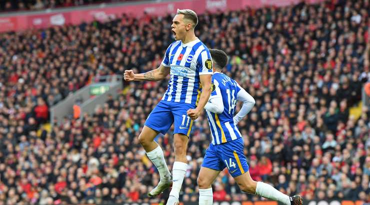 Brighton came from behind to hold Liverpool at Anfield