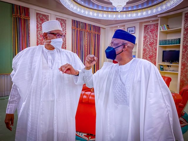 Buhari and Bakare at the Villa on Friday