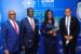 L-R): Mustapha Lukman, Divisional Head, Commercial and Business Banking Division, Managing Director/Chief Executive Officer, Tony Okpanachi, Managing Director/CEO, FCMB, Mrs. Yemisi Edun receiving the Award for the DBN Platinum Service Ambassador and Group Head, Business Banking, George Ogbonnaya recently in Lagos