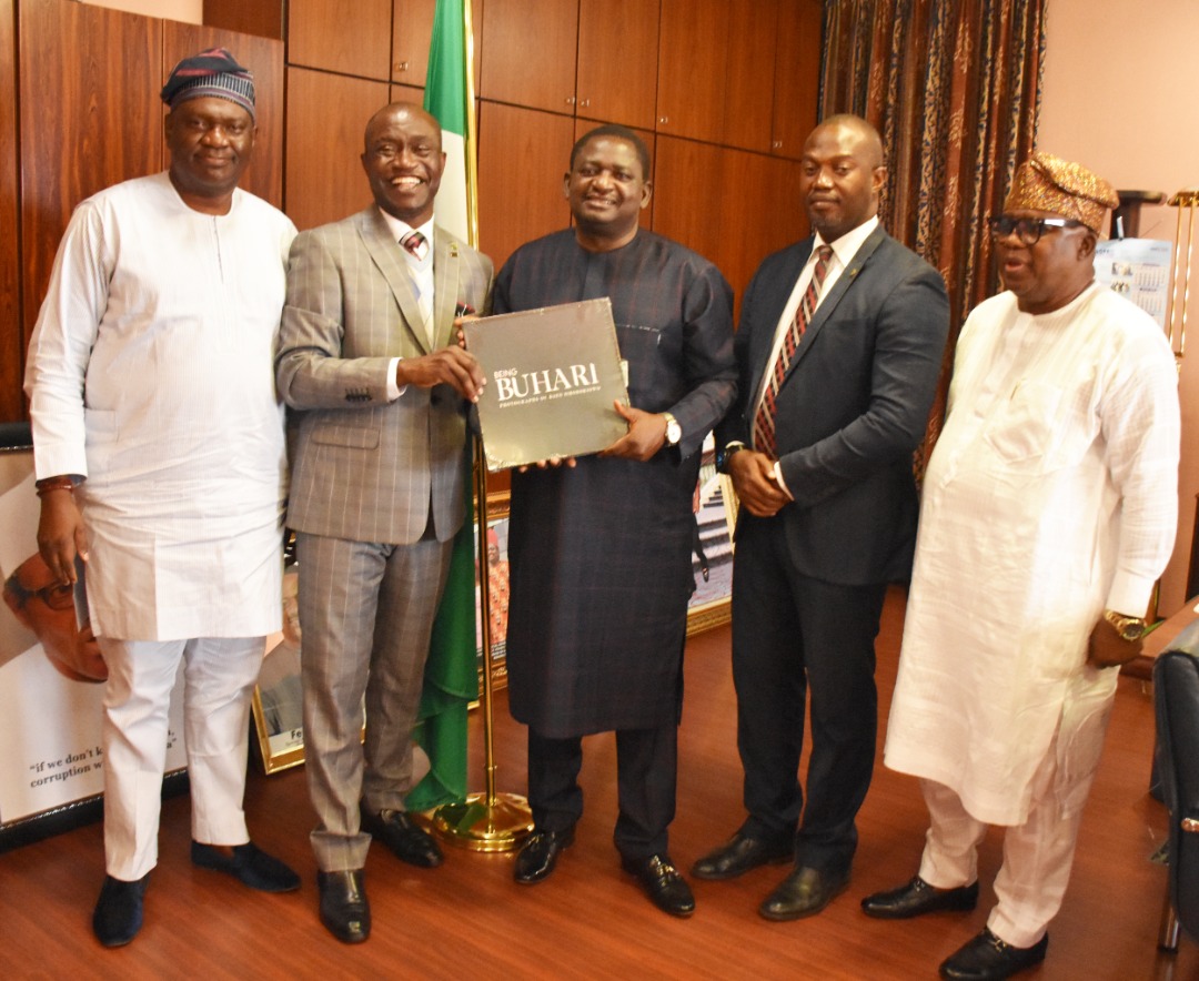 Special Adviser to the President on Media and Publicity, Femi Adesina flanked L-R by Dr Adetayo Haastrup, CIPM President Olusegun Mojeed, Henry Unakpor Vice President CIPM and Shola Oshunkeye