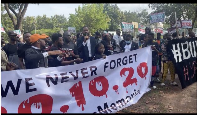 #EndSARS Protesters at the Unity Fountain in Abuja