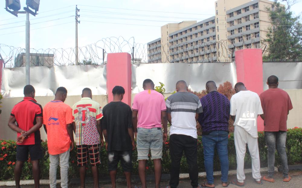 The nine arrested suspects in Warri, Delta State