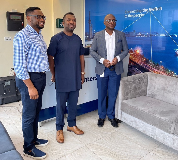 L-R: Victor Akoma-Phillips, Chief Operating Officer at Interstellar, Ernest Mbenkum, Founder and CEO at Interstellar and Akeem Lawal, Divisional Chief Executive Officer for Transaction Switching and Payment Processing at Interswitch during the signing ceremony at Interswitch head office in Lagos, recently.
