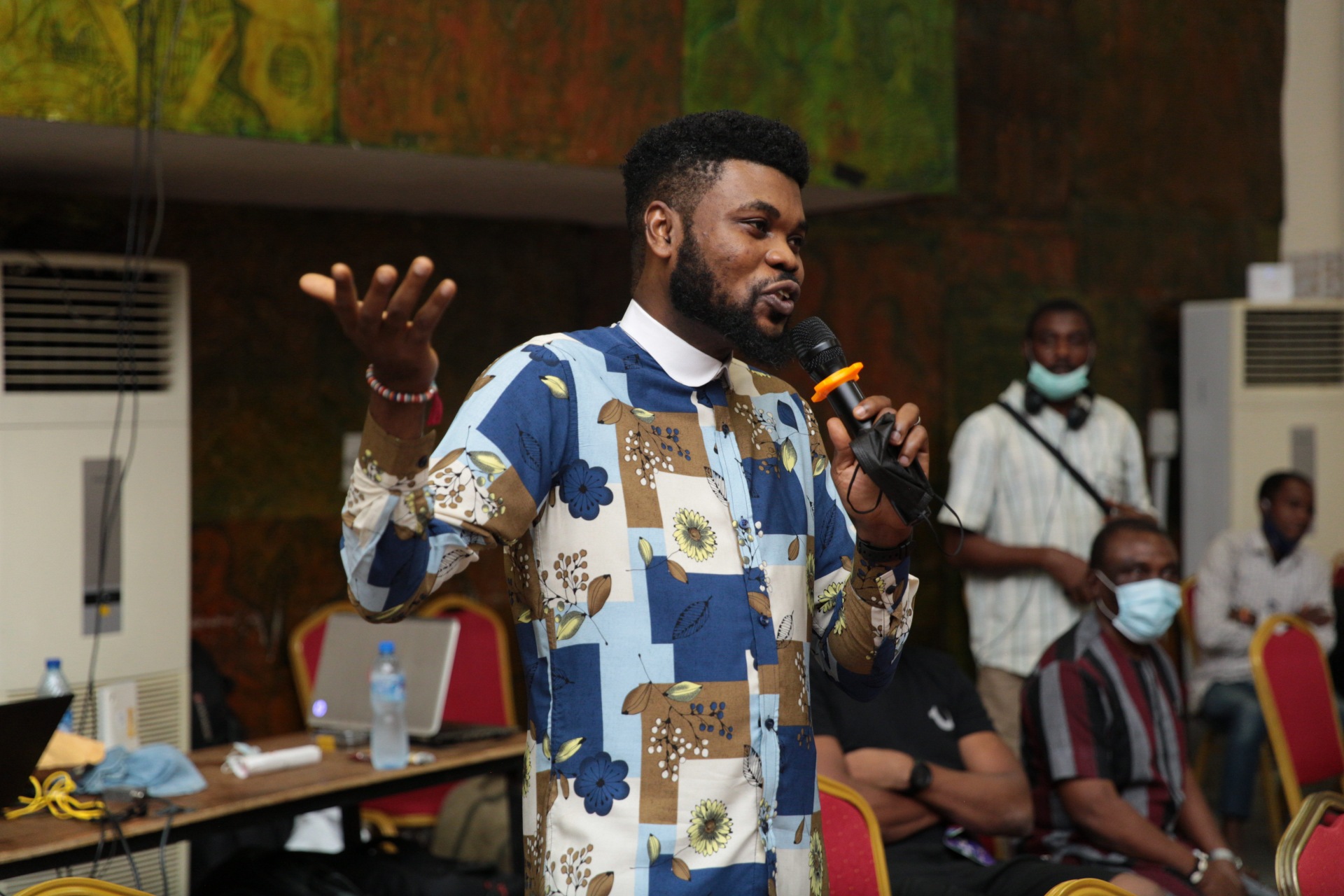 Comedian, Omobaba during the QnA session.