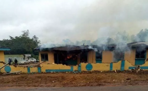 Police station burning