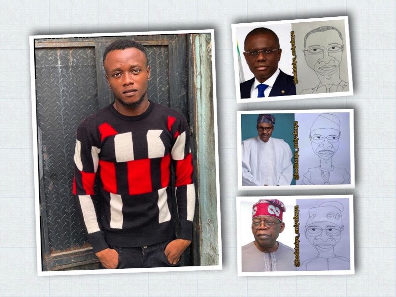 Taiwo Osinowo a.k.a bodataiye Oniyakuya and his caricatures of Sanwo-Olu, Buhari and Tinubu