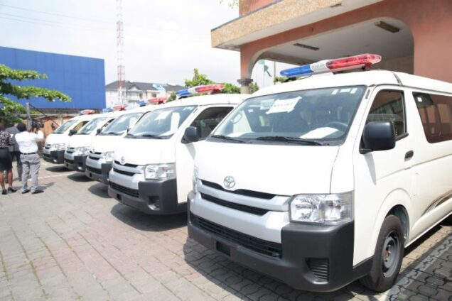 The fleet of buses donated by the German government to Nigerian Security Agencies, in Lagos.