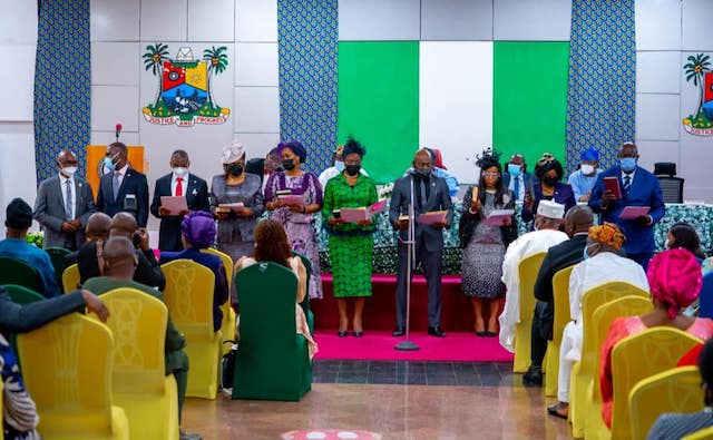The new Lagos permsecs taking the oath of office