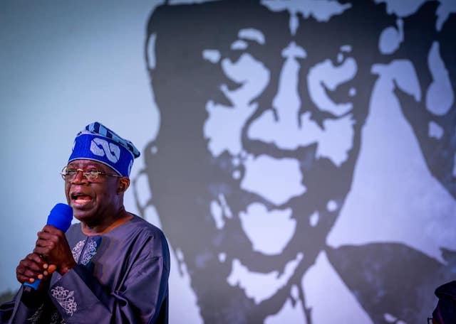 Tinubu speaks at the reception