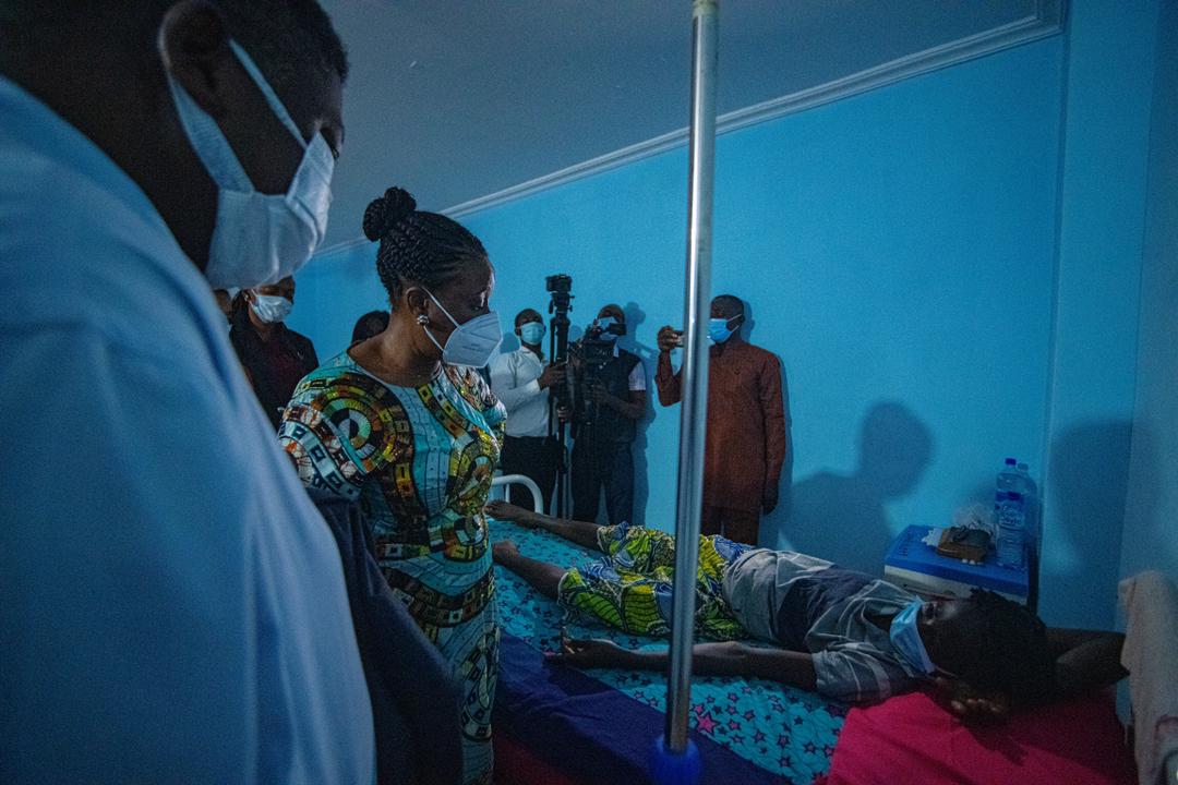 Mrs Obaseki when she visited patients who were registered for surgery at the Stella Obasanjo Hospital, in Benin on Wednesday: She directed that surgeries should be carried out in the VVF Centre she set up at the hospital.