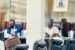 National Security Adviser Maj.-Gen. Babagana Monguno (RTD) and INEC Chairman, Mahmood Yakub, at the Inter-Agency Consultative Committee on Election Security (ICCES) meeting on Anambra election on Monday in Abuja.