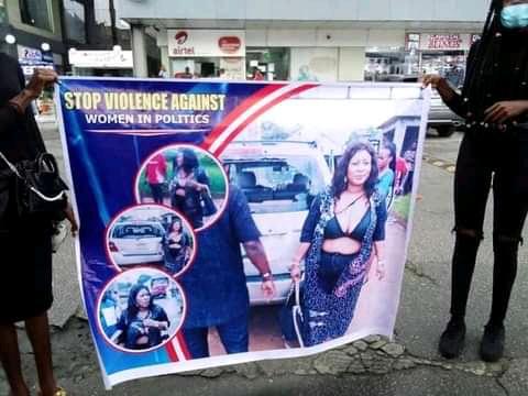 Protesters against assault on Mrs Cynthia Nwala,the female Councillor and Leader of Etche LGA legislative Assembly in Rivers on Wednesday