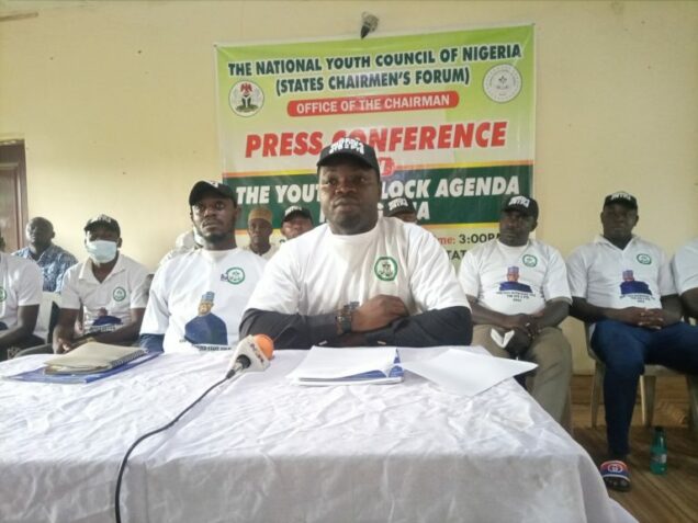 Malam Idris Ojoko, the Chairman of 36 States and FCT Chairmen of the National Youth Council of Nigeria (NYCN), while briefing newsmen on Friday in Keffi, Nasarawa State.