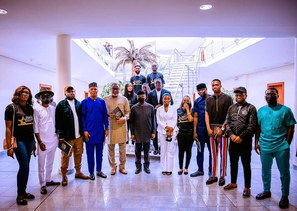 Vice President Yemi Osinbajo meeting with Nigeria Skits Industry Awards (NSIA)