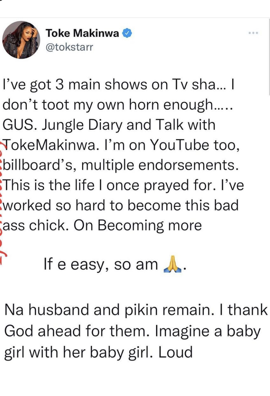 Toke Makinwa brags about achievements  %Post Title