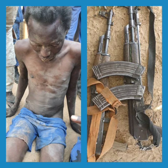 A member of Boko Haram captured by members of Civilian Joint Task Force after the attack on farmers along in Borno State.