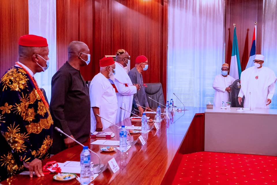 Buhari in a meeting with Igbo leaders