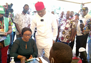 Ozigbo and his wife getting accredited to vote