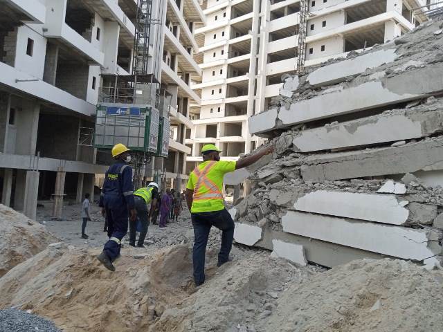 Scene of the collapsed building