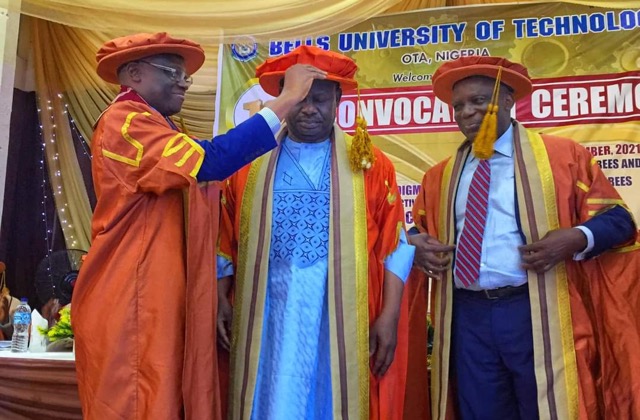 Dr Ibrahim Dankwambo, installed as the third Chancellor of Bells University of Technology, Ota, Ogun.
