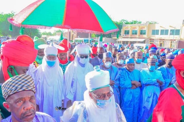 Emir of Kano Aminu Bayero and others during the funeral prayer for Sani Buhari-Daura