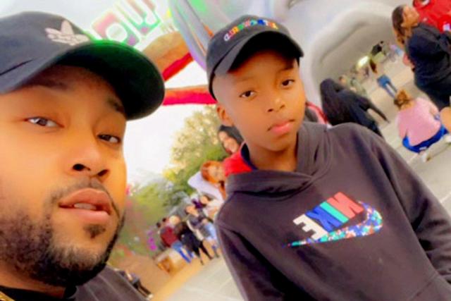 Ezra Blount, right and his dad, who was also injured