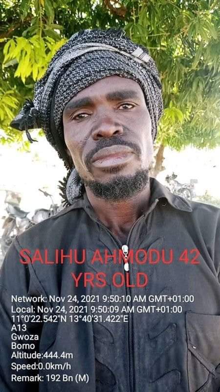 Salisu Ahmodu, 42 years old commander of Boko Haram who led some members of the insurgent group to surrender to troops at Gwoza area of Borno on Wednesday 