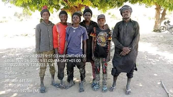 Members of terrorist group Boko Haram who gave up their weapons and surrendered to Nigerian troops at Gwoza axis of Borno State on Wednesday morning