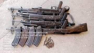 Weapons surrendered by Boko Haram members to troops in Gwoza 