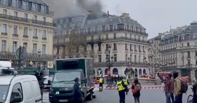 Fire breaks out near Opera building in Paris