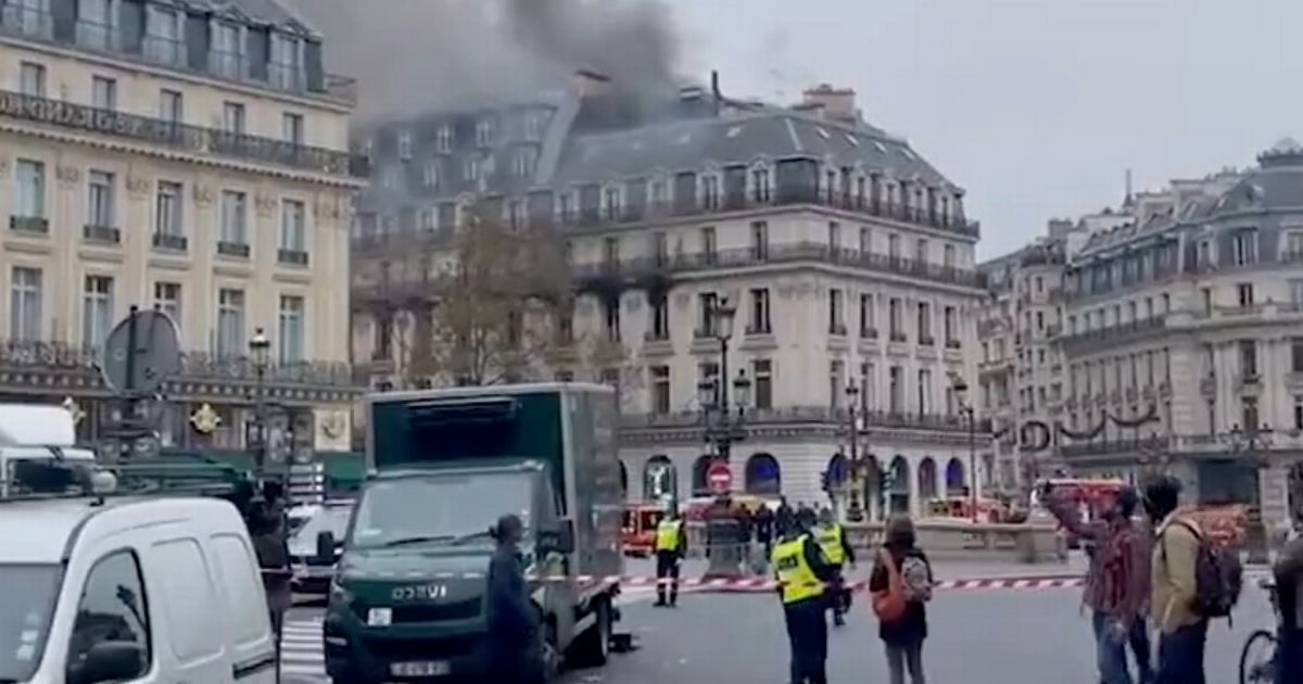 Fire breaks out near Opera building in Paris