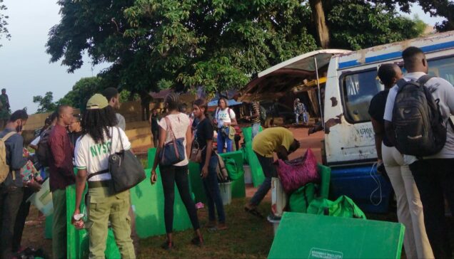 INEC staff setting up equipment for Anambra election