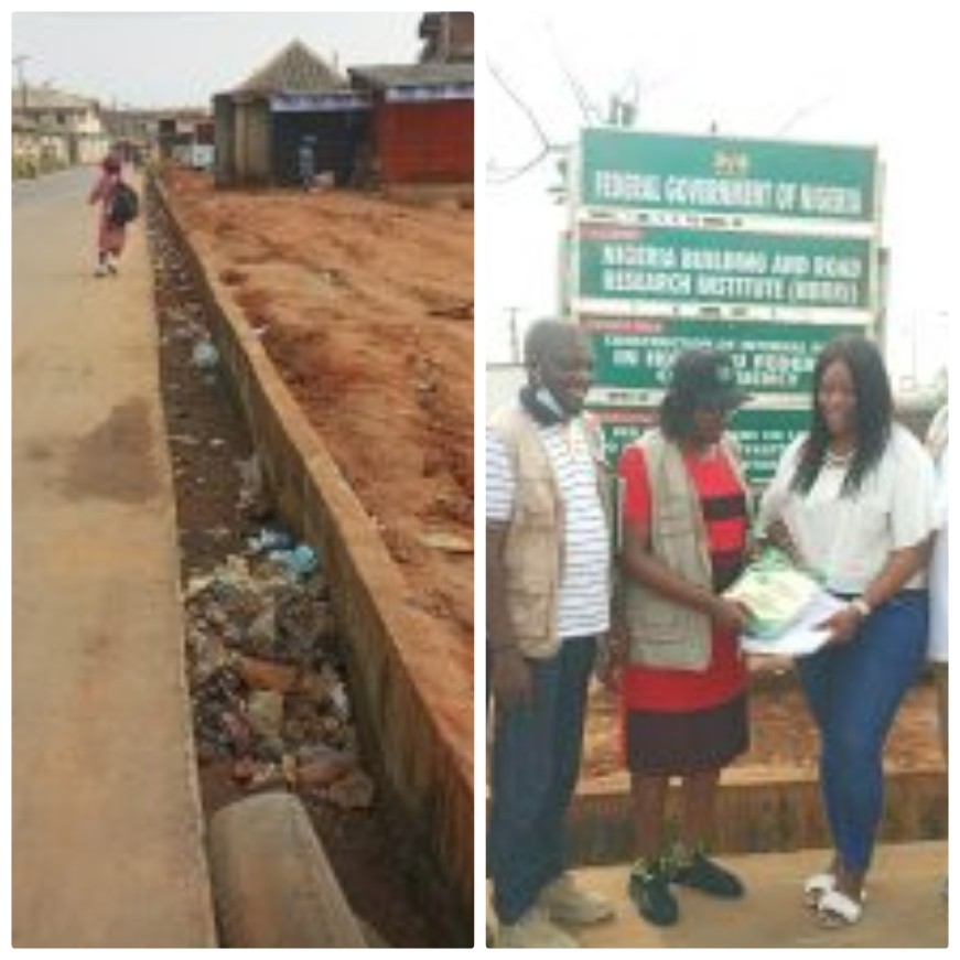 One of the roads newly rehabilitated in Ikorodu with gutter already filled with refuse.