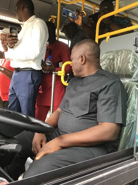Chukwuma driving one of the luxury buses