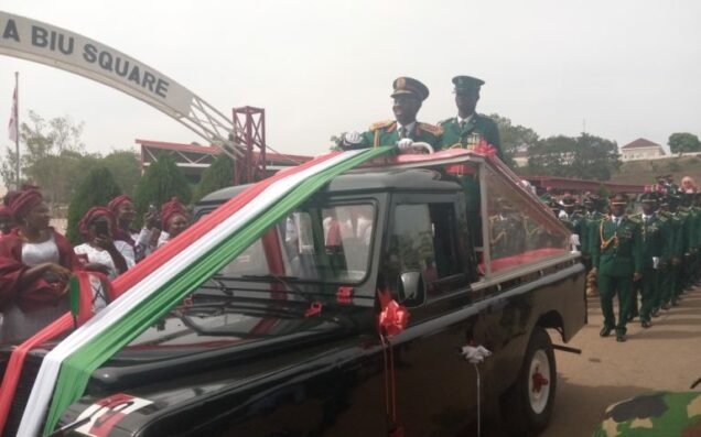 Lt-Gen Lamidi Adeosun at the Pulling Out Parade at Jaji Military Contoment in Kaduna State on Frida