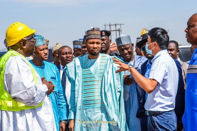 Speaker Nasiru Mu'azu Magarya during a visit to Gusau cargo airport
