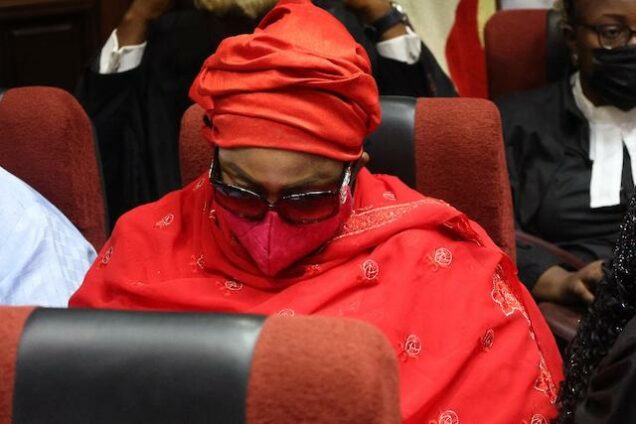 Stella Oduah fully masked in court today