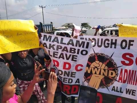 Protesting women calling for the publication of the forensic audit report, constitution of Board and sacking of the Interim Committee and Sole Administrator for NDDC.