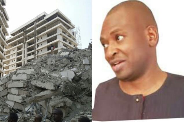 Femi Osibona with the collapsed building