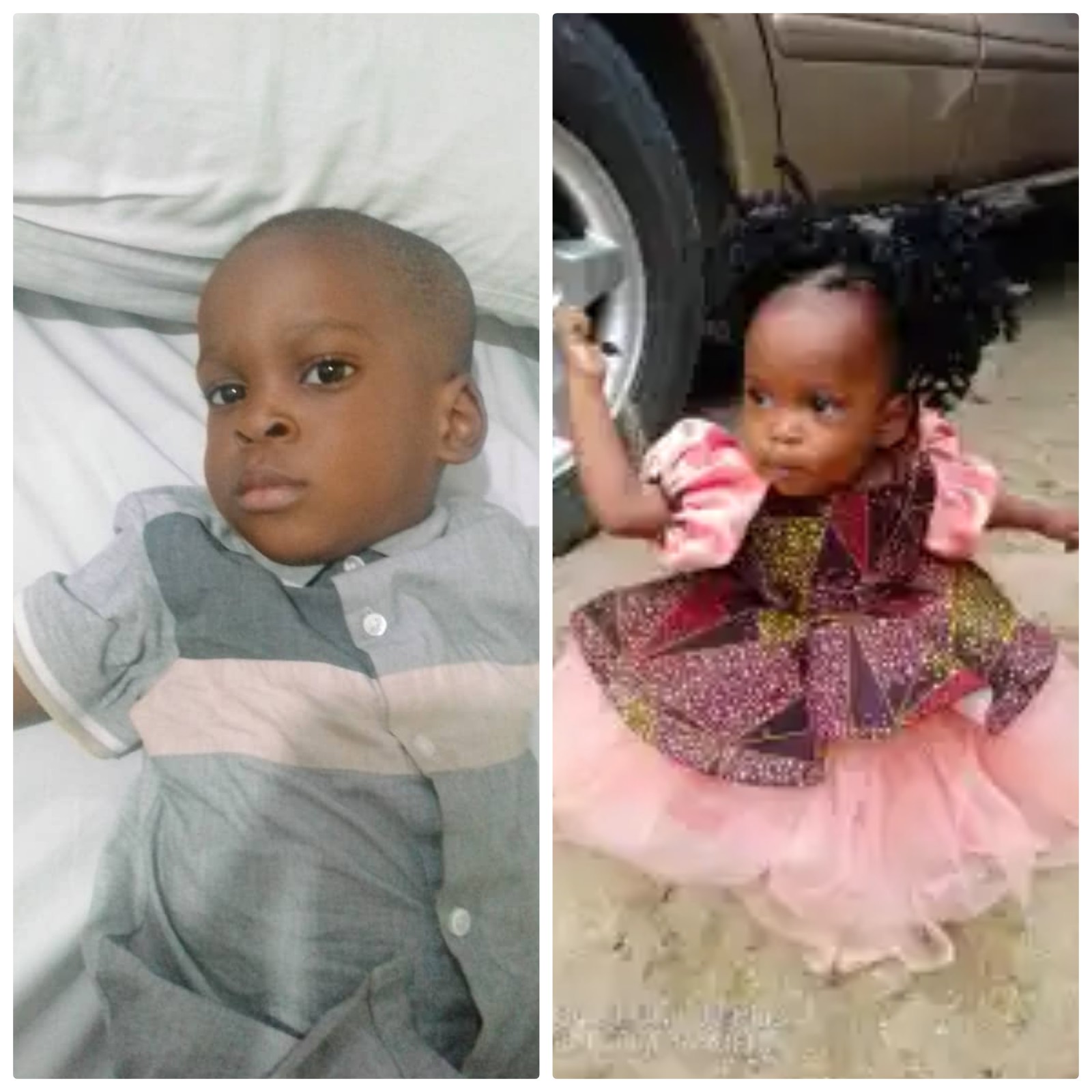 Hiphzibah and Joshua Opikhara, the two toddlers allegedly crushed to death by vehicle conveying officials of Rivers State Taskforce in Port Harcourt