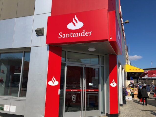 A Santander Bank branch in Brooklyn New York