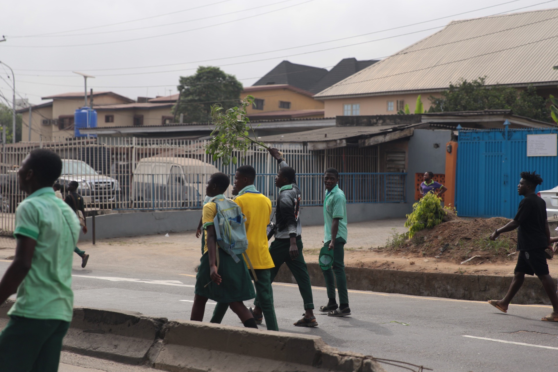 Students of Ojodu Grammar during the protest