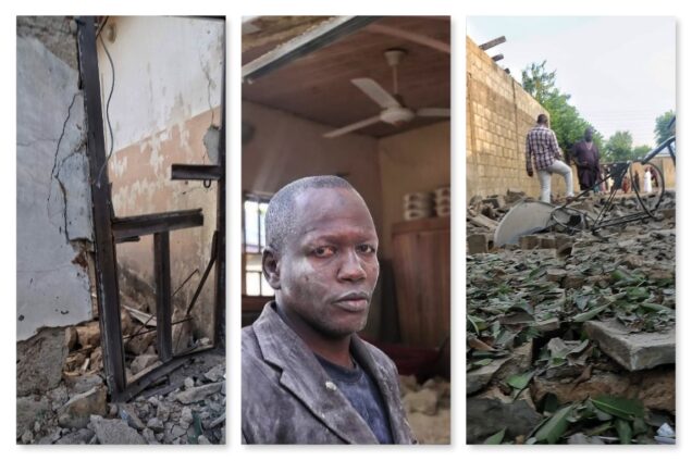 Aftermath of ISWAP rocket attack on Maiduguri on Saturday